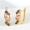Deluxe Three-color Crystal Zircon Copper Plated Champagne Gold Ear Buckle Holiday Gift Earrings for Women