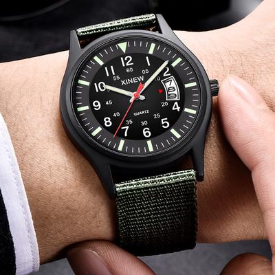 Herren-Uhr mit Nylonarmband Außenhandels-Kalender-Quarz-Uhr Studenten-Sportuhr
