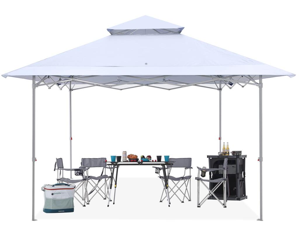 ABCCANOPY One Touch Tarp Tent 3mx3m Easy Tent with Center Lock High Strength Steel Frame Sun Shelter Thermal Awning with Caster Bag (White)