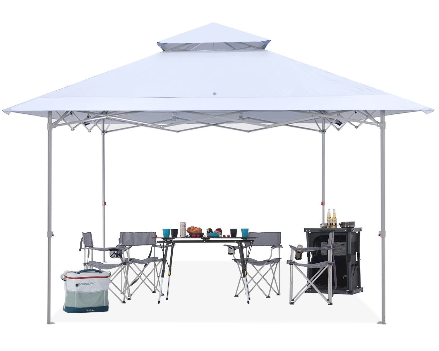

ABCCANOPY One Touch Tarp Tent 3mx3m Easy Tent with Center Lock High Strength Steel Frame Sun Shelter Thermal Awning with Caster Bag (White)