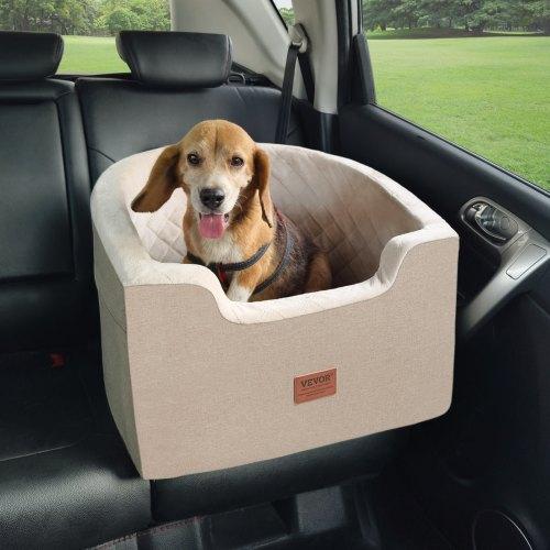 VEVOR Dog Car Seat, Waterproof Dog Booster Seat for Car with A Storage Pocket, Clip-On Safety Leash and Sponge Filling