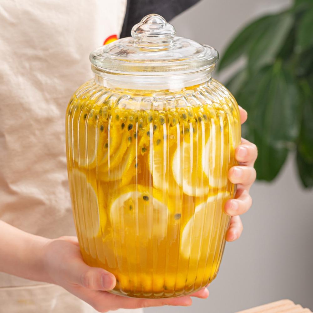 Practical Transparent Glass Pickle Jar Sealed Large Capacity Kitchen Storage Jar Large Open Mouth Reusable Kimchi Jar Grains