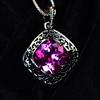 Natural Pink Sapphire 35 Ct 925 Sterling Silver Pendant Gemstone CERTIFIED AI-03-NS