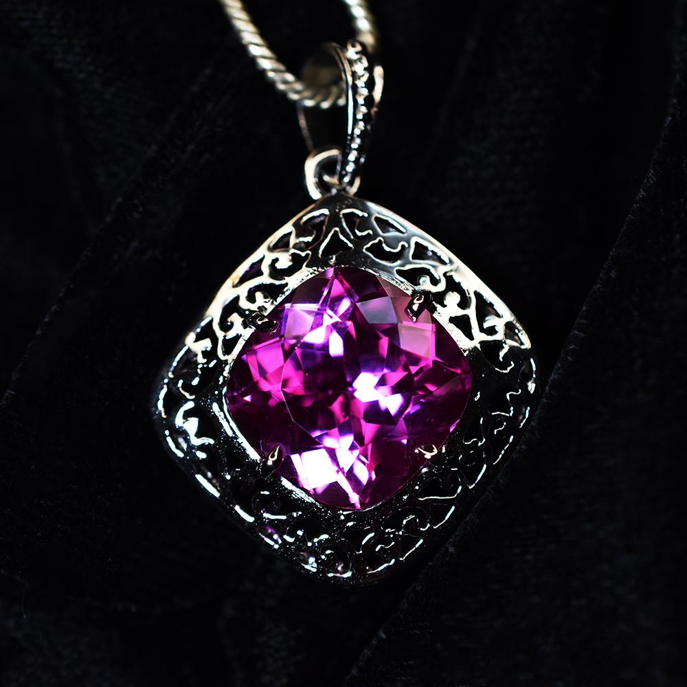 Natural Pink Sapphire 35 Ct 925 Sterling Silver Pendant Gemstone CERTIFIED AI-03-NS