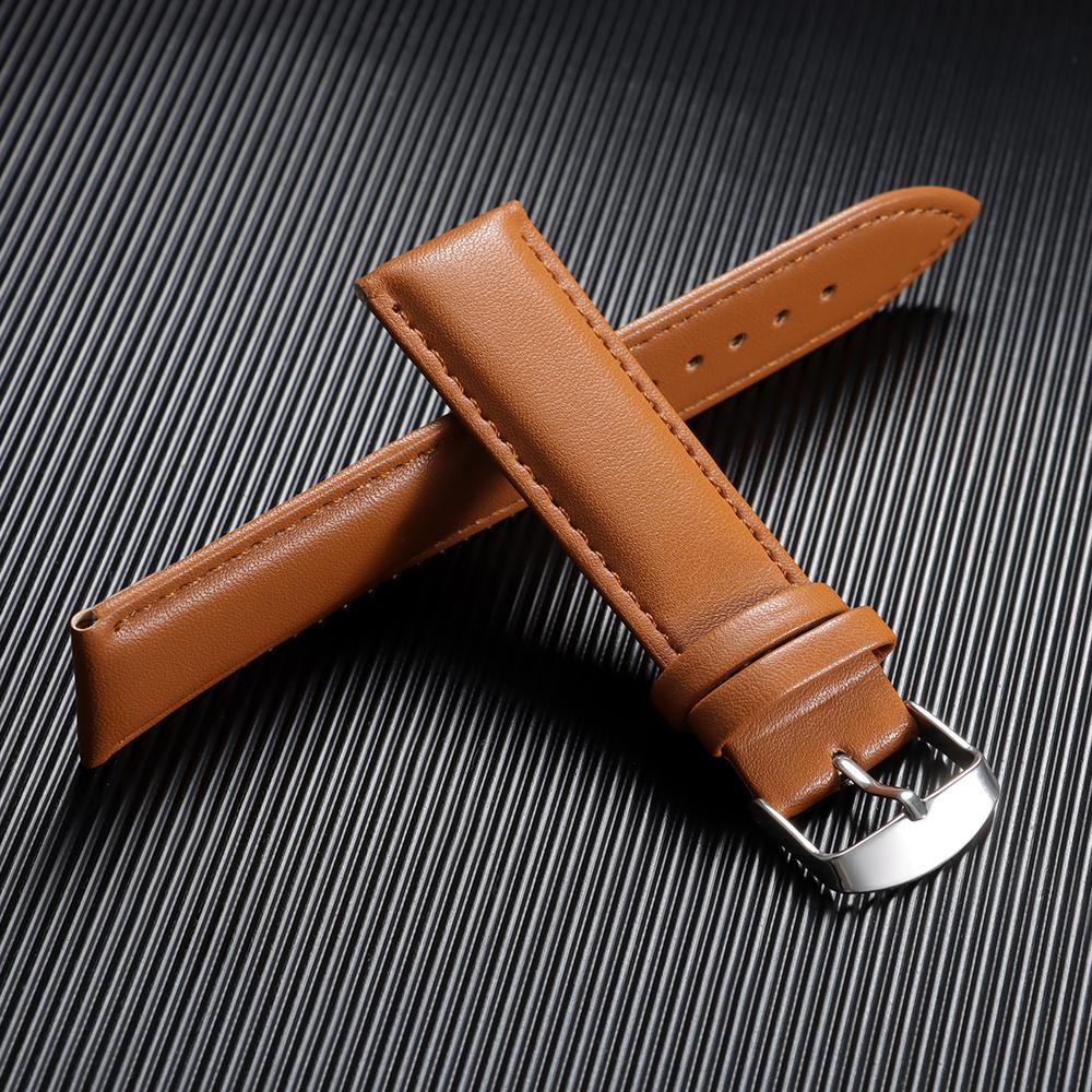 12mm 14mm 16mm 18mm 20mm 22mm 24mm Calfskin Leather Watchbands Soft Casual Wristwatch Band Starp with Stainless Steel Pin Buckle