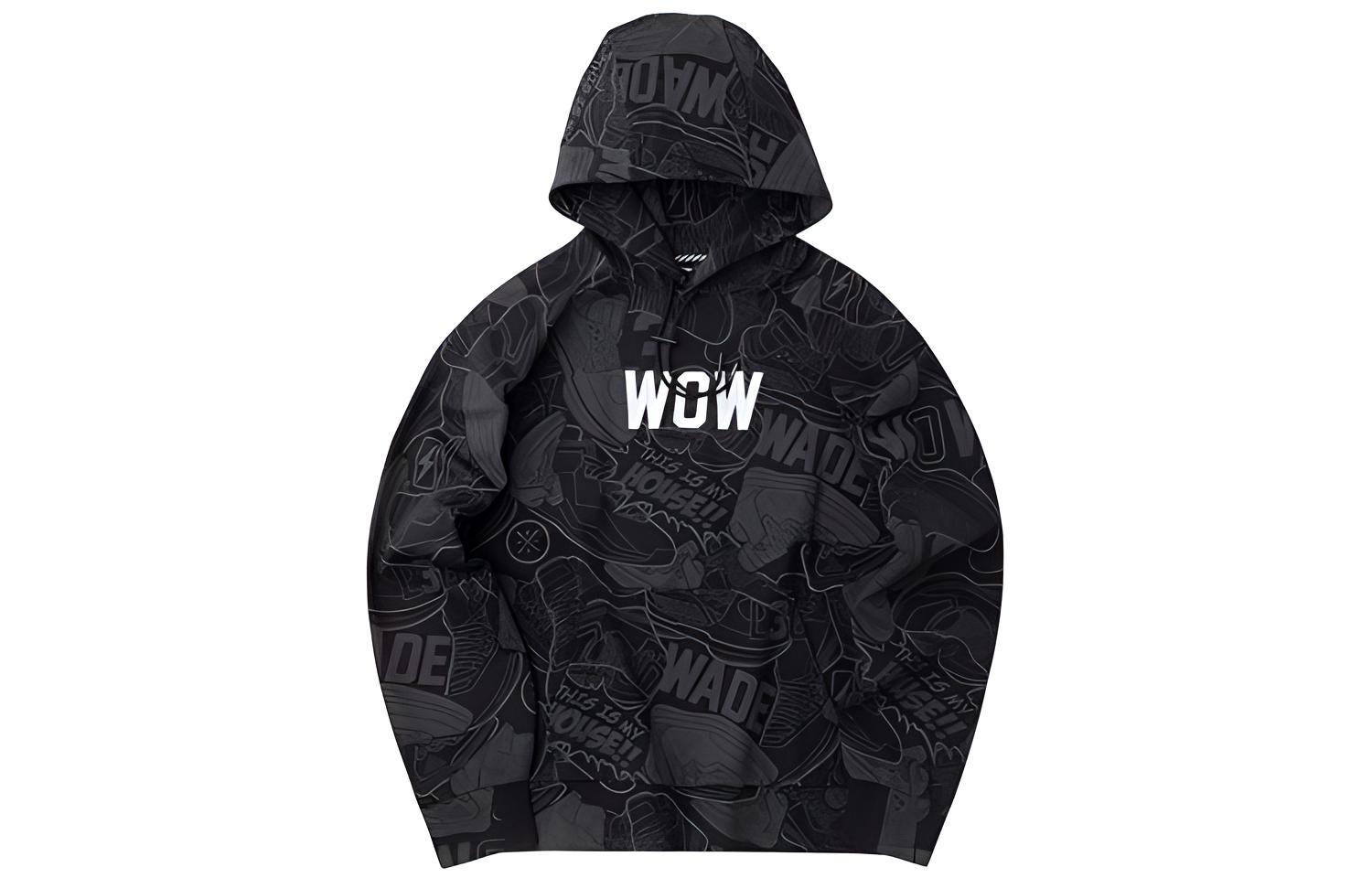 Li Ning Sweatshirts Men s New Standard Black Print Moderate Regular AWDQ539-1 XS