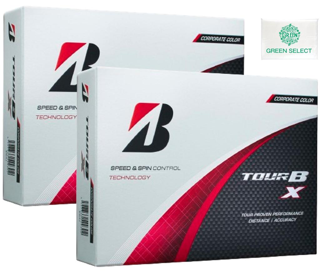 Bridgestone Golfball TOUR B X Firmenfarbe 2 Dutzend (24 Bälle) Modell 2024 mit Original-Taschentuch