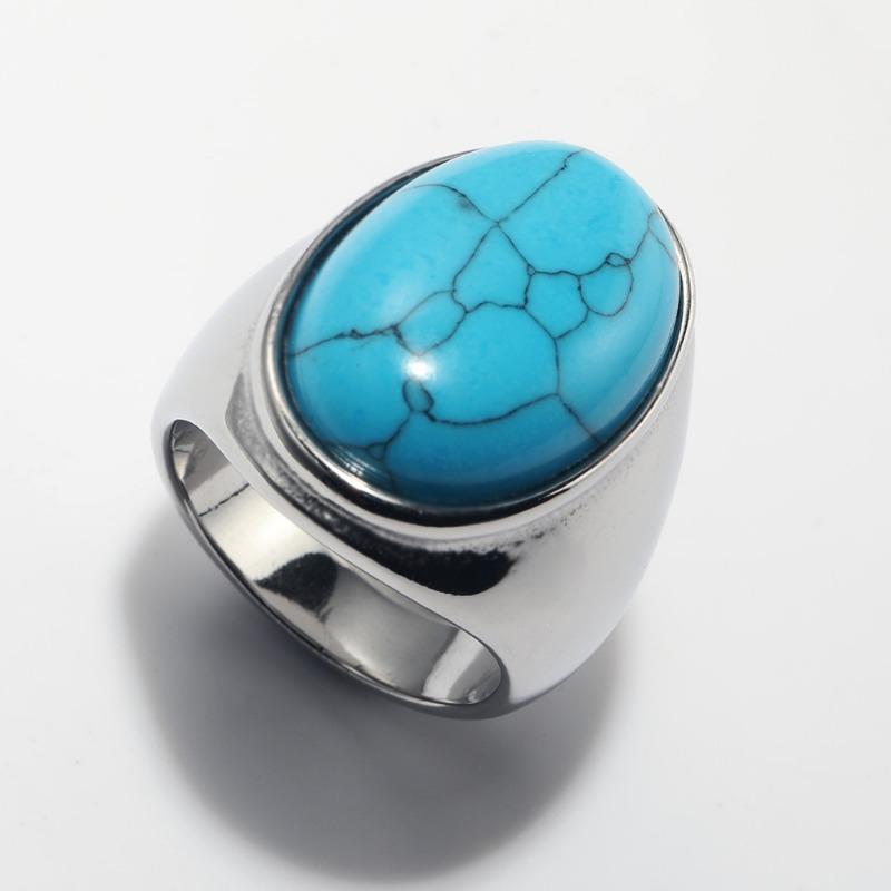 Luxury Gemstone Ring for Men Personalised Hip Hop Steel Titanium Jewellery Black Gold Silver Rock Hipster Street Finger Ring