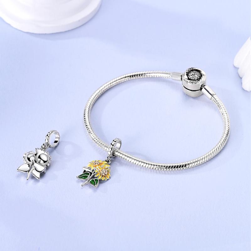 Summer Sunflower Pendantscopper Platedoriginal Beads Fit Originalcharms Bracelet Beads Jewelry Diy Gifts For Women