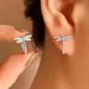 925 Silver Plated Dragonfly Hoop Earrings for Women Shiny Zircon Small Huggie Earrings Minimalist Insect Jewelry Gift
