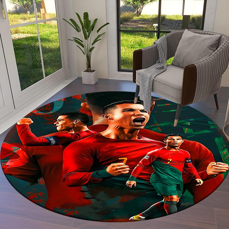 CR7 Round Area Rug,Carpet Rug for Living Room Bedroom Sofa Playroom Decor,Non-slip Floor Mat