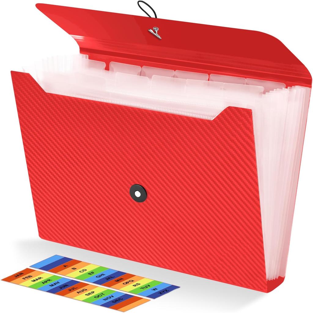 Expanding File Folder, 13 Pockets Accordion File Holder Organizer, A4 Letter Size Paper Document Receipt Organizer Accordian Filing Folder for