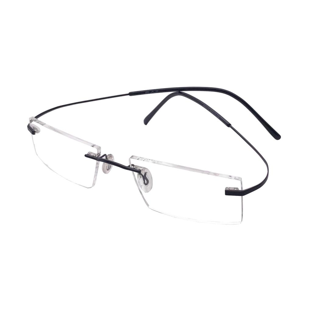 RSINC Randlose Fassung/Brille/Brille für Männer & Frauen Nicht faltbar N1 (857117 50-18-138, Schwarz Schwarz) 857117 50-18-138, Schwarz Schwarz