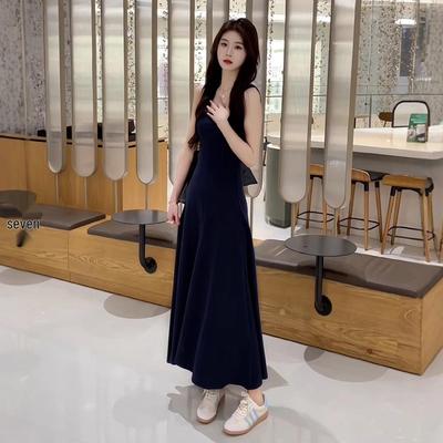 Women's 2026 Slim Waist Hepburn-Style Maxi Slip Dress for Spring/Summer