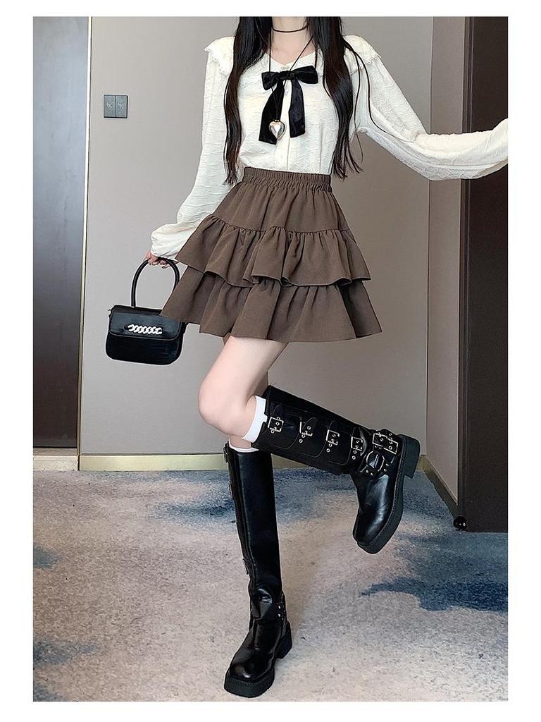 White French A-Line Ruffle Skirt - High Waist, Petite Spring Skirt for Women