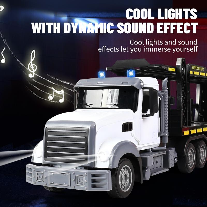 Non-Toxic Remote Control Car Container Trailer Double-Layer Transport Truck Rc Engineering Vehicle Children'S Car Model Toys For Kids Gift
