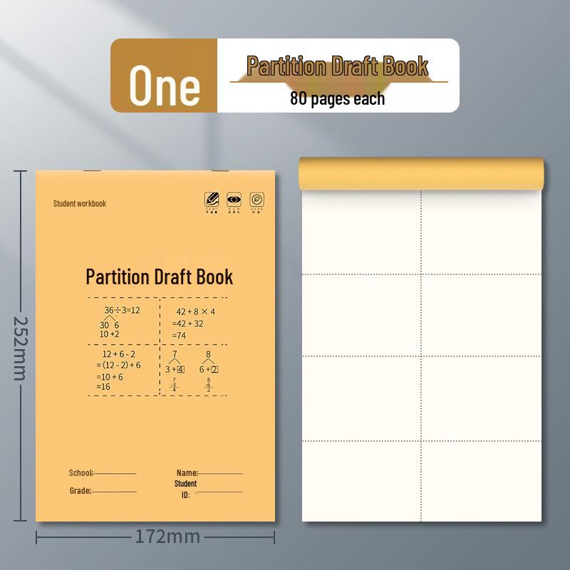 Partitioned Math Scratchpad for Students: Ideal for Elementary, Junior High, and High School Exam Prep and Drafts.