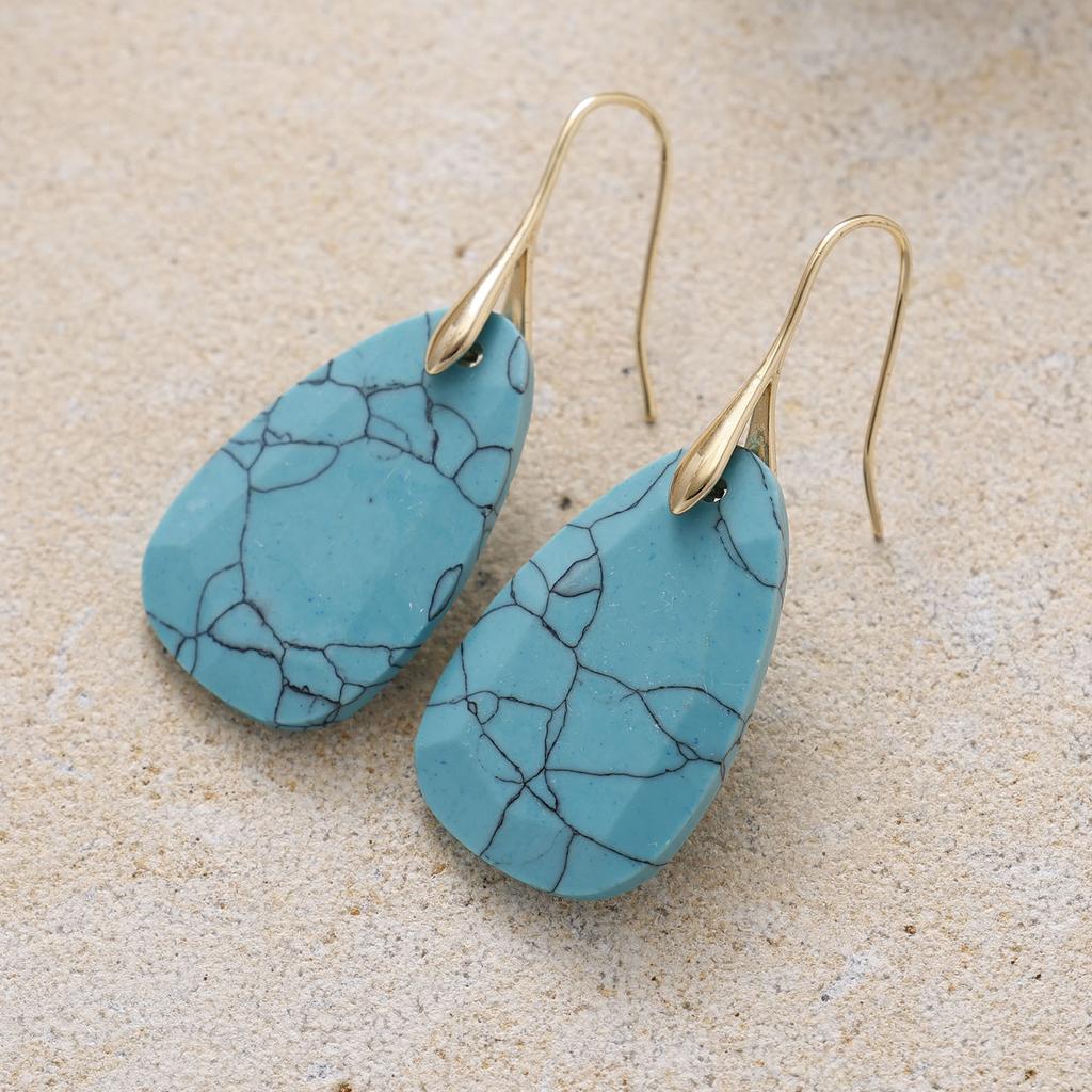 High End Tianhe Stone Pendant Earrings with Elegant Geometric Shapes, Popular European and American Jewelry Accessories