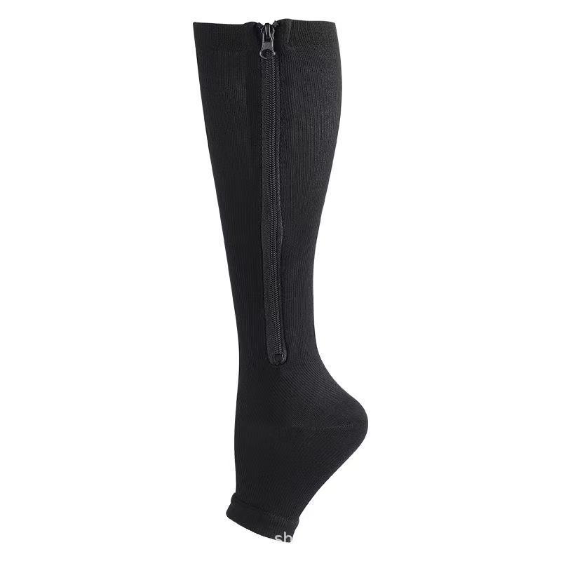 Elastic Compression Zipper Socks - Unisex Sports, Sweat-Absorbent, Beautiful Leg-Shaping Socks