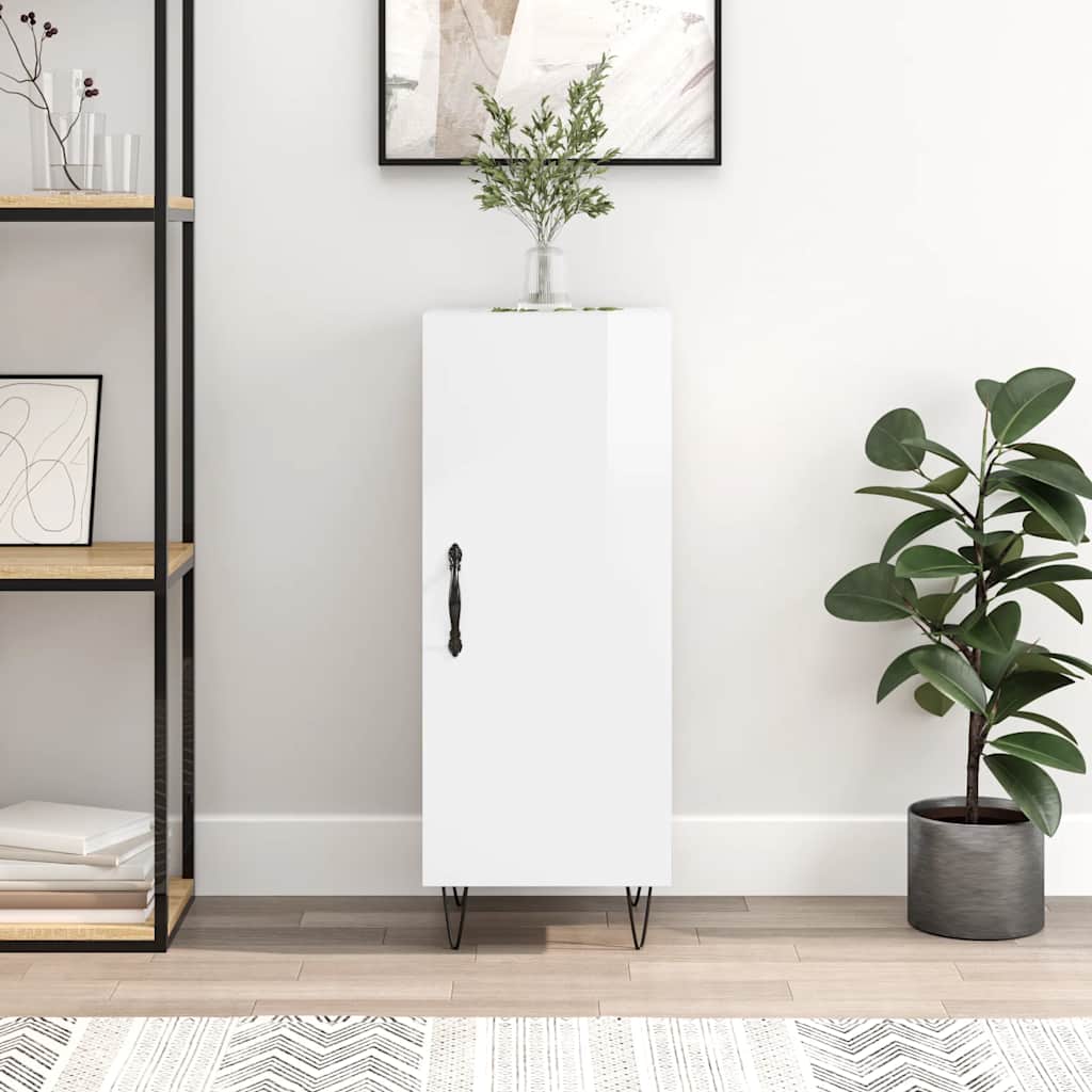 Sideboard High Gloss White 34.5 x 34 x 90 cm Engineered Wood