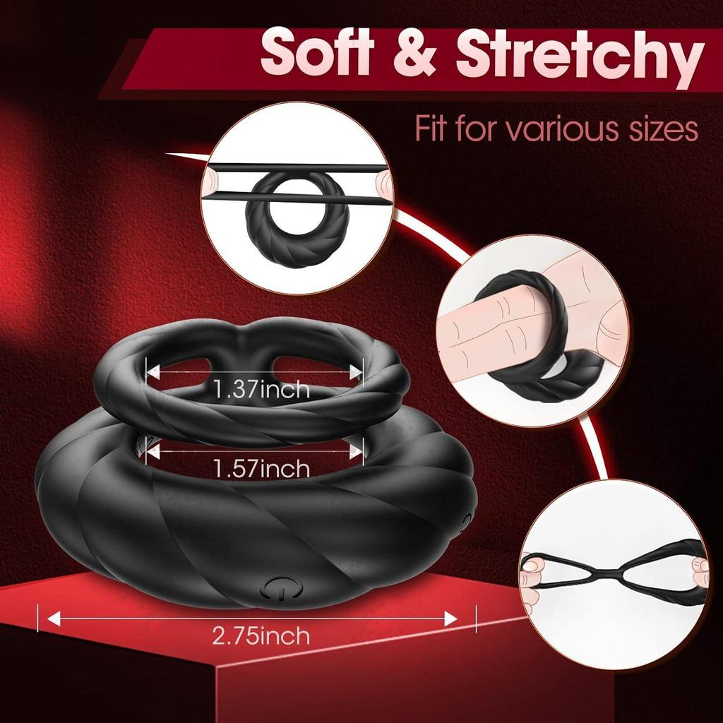 Remote Control Double Ring Vibrator with Multi-Frequency for Couples.