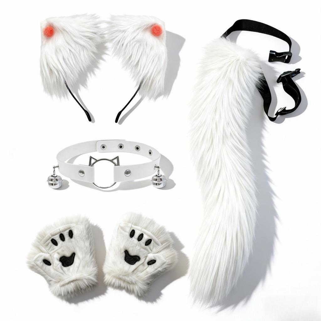 New Halloween-style fox mask for masquerade balls, featuring a half-face fox demon cat mask and a fox tail accessory