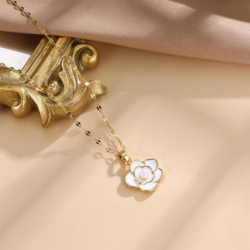 

Camellia Necklace Women S Light Luxury Small Fragrance High Trend Versatile Flower Pendant