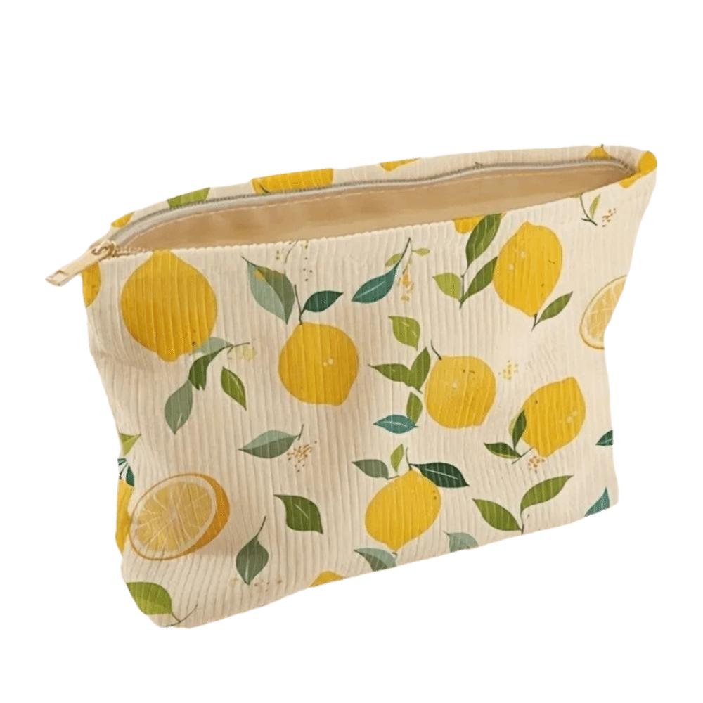 

New Yellow Lemon Cosmetic Bag Korean Style with Zipper Makeup Case Polyester Cosmetic Pouch for Outdoor Travel