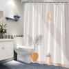 Minimalist Shower Curtain - Pastel Beige, Palm & Succulent Design, Geometric Style, Polyester