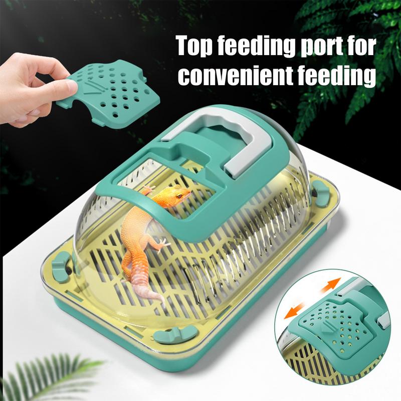 Clear Terrarium Box Breathable Portable Reptile Breeder Boxes Wear-Resistant Chameleons Keeper with Handle for Gecko Bearded