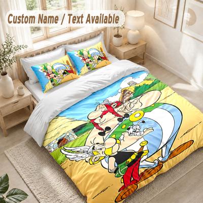 Asterix And Obelix Bedding Set, 1 Duvet Cover & 2 Pillowcases Soft Comfortable Bedroom Home Textile Decor