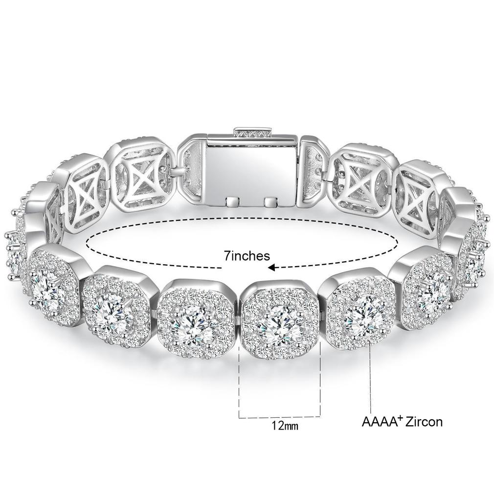 A European, American, Cuban bracelet 12mm wide rock sugar chain zircon bracelet flip men's bracelet trend bracelet