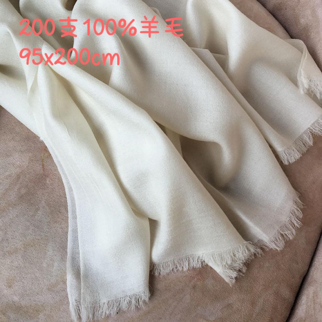 Pure White 80 Wool Scarves, White Scarves For Handmade Plant Dyeing, Women'S Warm Scarves