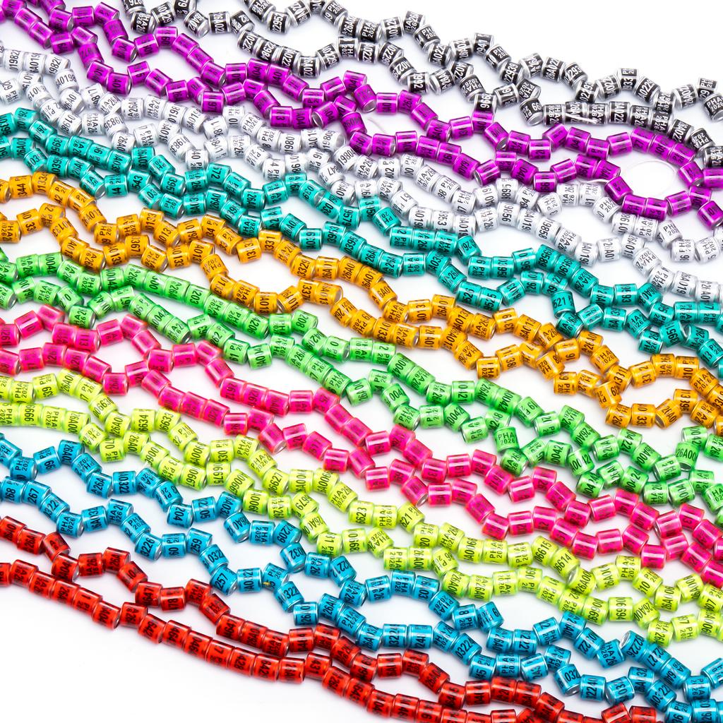 PHA 2026 Pigeon Foot Rings Inner Diameter 8mm Aluminum Plastic Bird Parrot Quail Leg Rings with Number Multi-colors 1 Pack/50Pcs