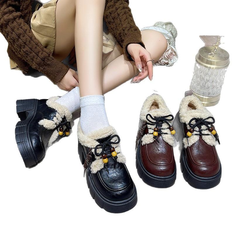 Super Soft Cowhide~ 7CM Platform Loafers Women's 2025 New Autumn Shoes Versatile Black Single Shoes Soft-soled Small Leather Shoes