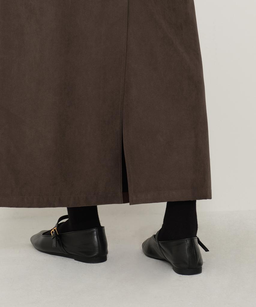 Musinsa Standard Woman Women'S Synthetic Suede Maxi Skirt [Brown]