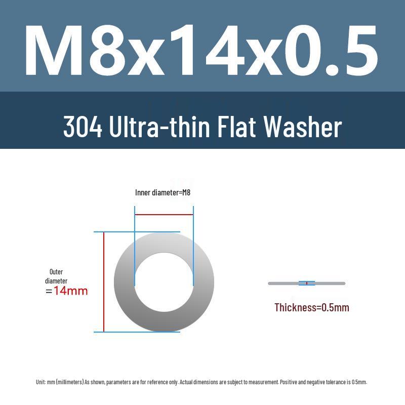 Yigu 304 Stainless Steel Flat Washer Shim Ring (Sizes M3, M4, M5, M8)