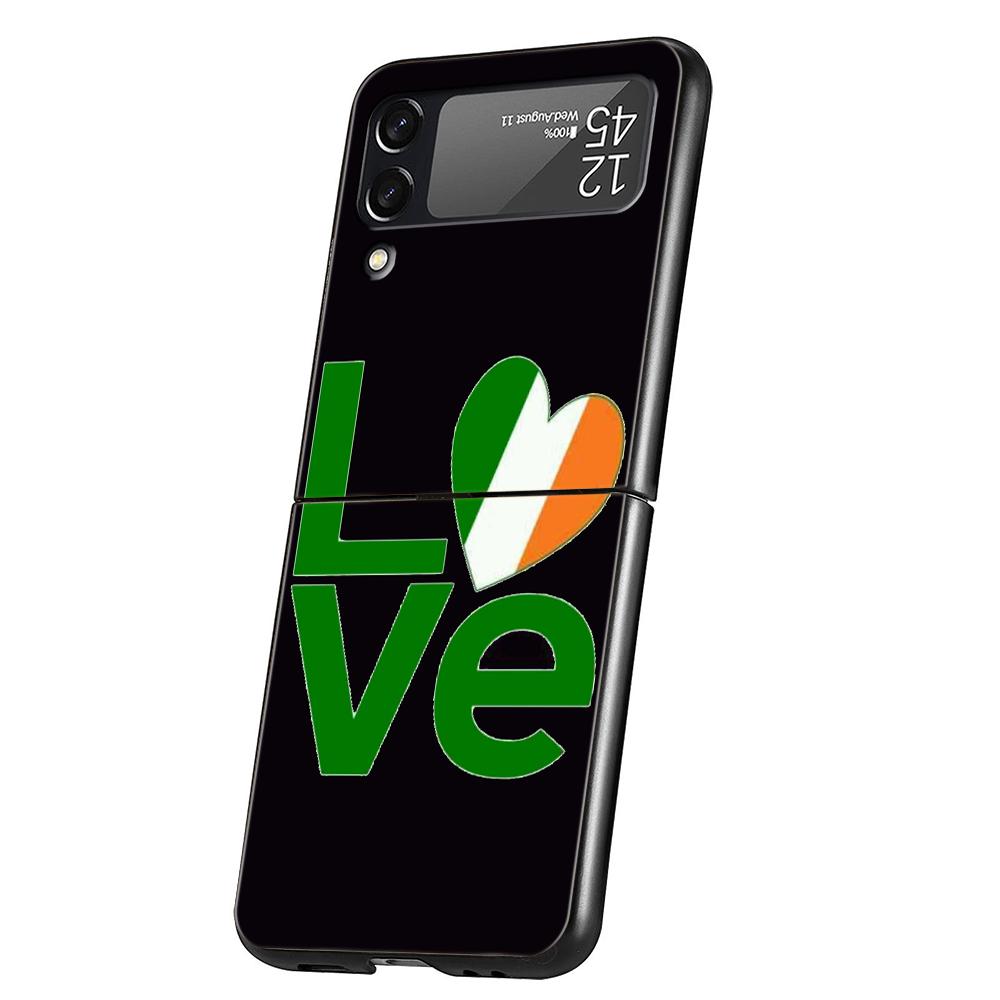 

Ireland Flag Phone Case For Samsung Galaxy Z Flip 3 4 5 6 7 Hard Black Folding PC For Samsung Z Flip3 Flip4 Flip5 Cover Galaxy Z Flip 7