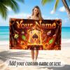 Cards Casino Theme Quick Dry Beach Towel Custom Name Text Print Large Sand Resistant Towel Beach Vacation