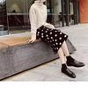 Women's Polka Dot High-Waist Knit Skirt - Autumn/Winter Trendy Mid-Length Wool Split Design