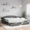 Vidaxl Extendable Sofa with Drawers, Dark Grey, 90X200 Cm, Fabric