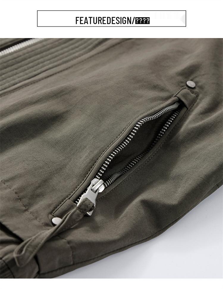 Męska kurtka robocza w stylu amerykańskim z kołnierzem stojącym - Jesienna modna luźna kurtka typu pilot