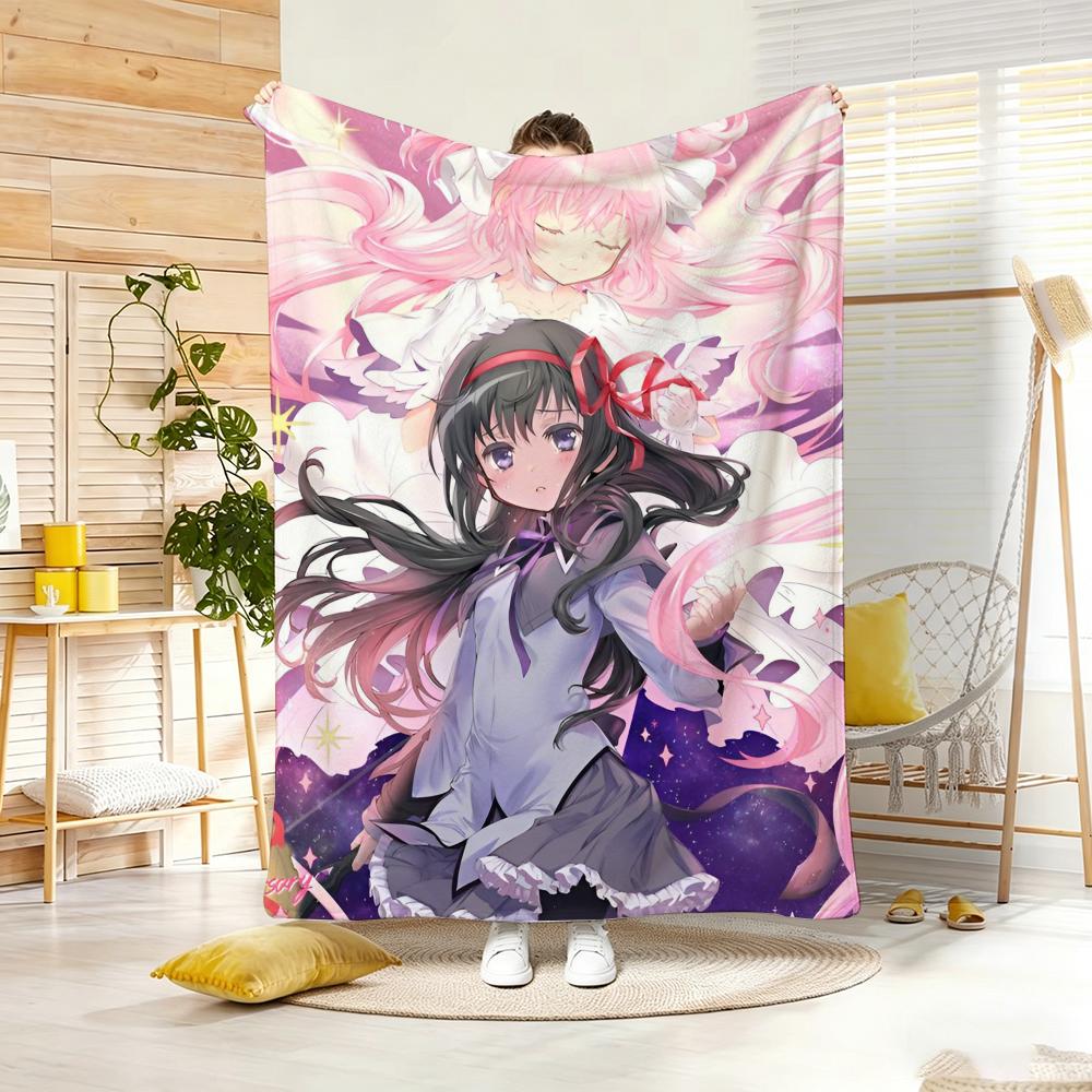 Dark Anime P-Puella Magi Madoka Magica Throw Lightweight 240G Flannel Blanket Soft Skin-Friendly For Summer Cooling