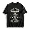 Viking Skull Axe Print T-Shirt Welcome To Valhalla For Men Pure Cotton T-shirt