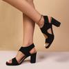 Fashionable Sexy Hot Selling Banquet High-heeled Sandals Summer New Round Toe Square Heel Comfortable Casual Sandals for Women