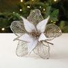 New 23cm Poinsettia Glitter Flower Xmas Hanging Ornaments DIY Christmas Flowers Artificial Xmas Tree Decorations Party Supplies