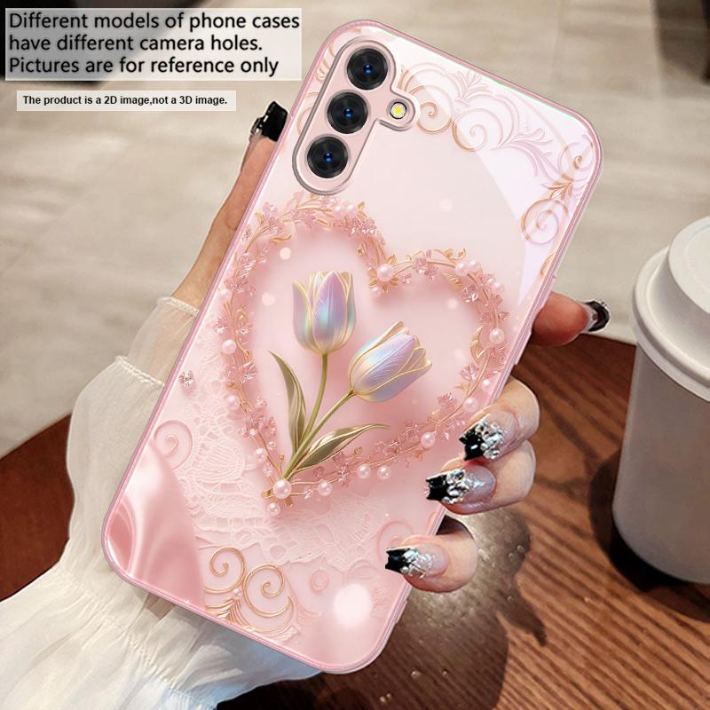 Love's Pink Purple Tulip For Samsung M02 12 Note 8 9 10 20 A 01 A02 A03 Core 04 05 06 10 12 13 14 15 A16 Glass Ultra Phone Case