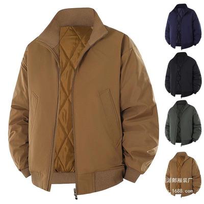 Autumn and Winter Cotton Jacket Men's Winter New Solid Color Trendy Brand Casual Flight Stand-up Neck Cotton-padded Jacket Men