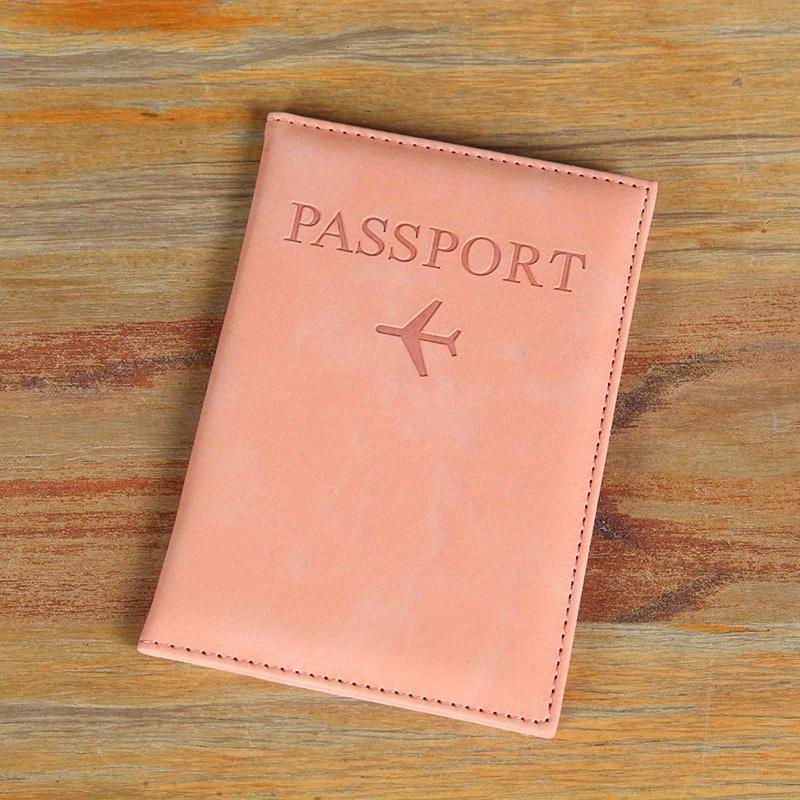 

Minimalist Passport Holder, Travel Document Cover Case for Airplane Ticket, Credit Card ID Protector рожевий