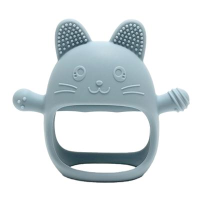 Edutē Cat Teething Gloves, Silicone, for Babies (Newborn, 0, 3, 4, 5, 6 Months), Baby Shower Gift, Small Gift (Blue)